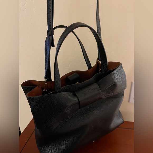 Kate Spade Black Leather Satchel Handbag with Large Bow - Picture 3 of 10